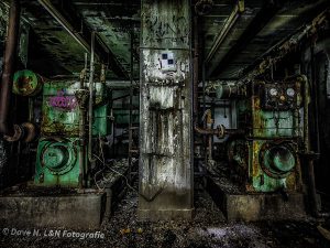 Mit Rost behafteter Heizkessel der alten Tuchfabrik.